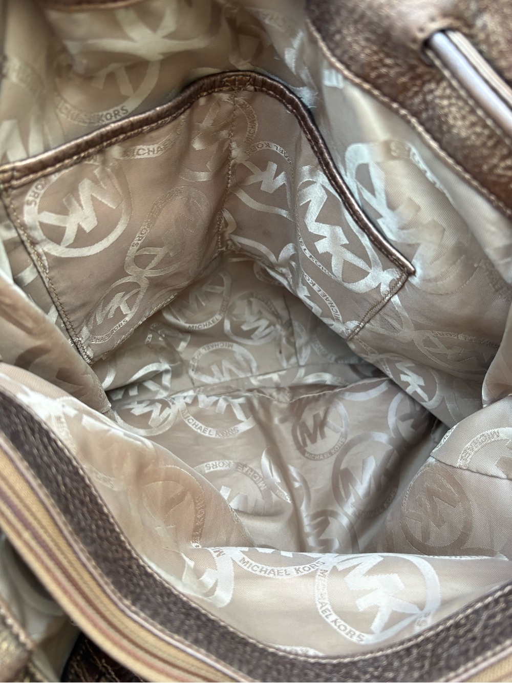 Michael Kors Metallic Brown Leather Satchel - Picture 13 of 16